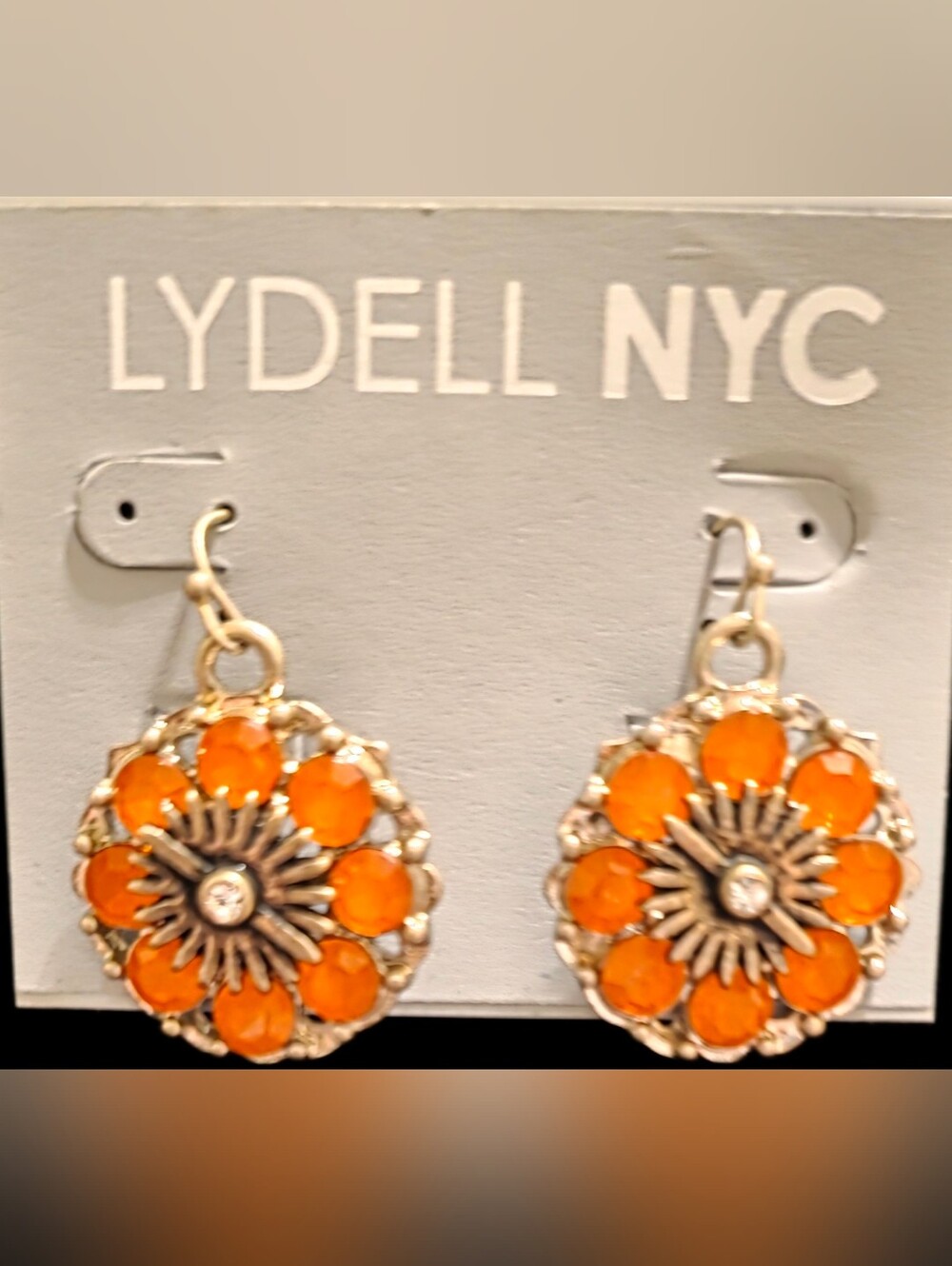 Orange Floral Cluster Drop Earrings